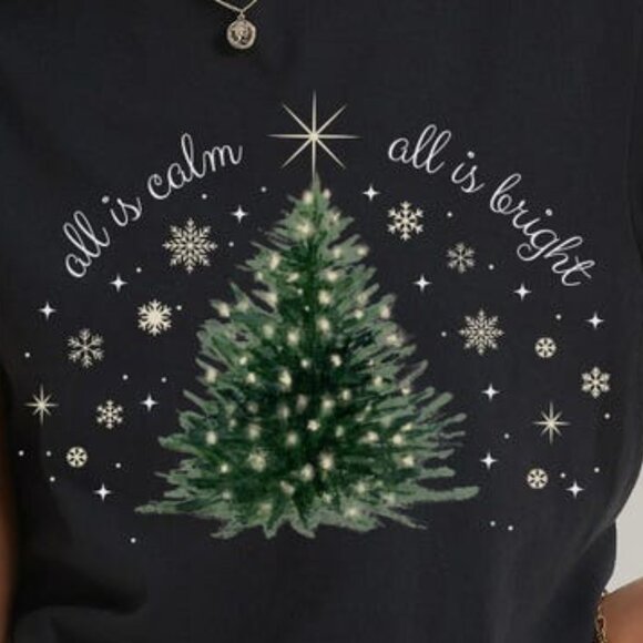 Christmas Tree Shirt, Minimal Holiday Tee, Cute Christmas Shirt - Picture 2 of 4